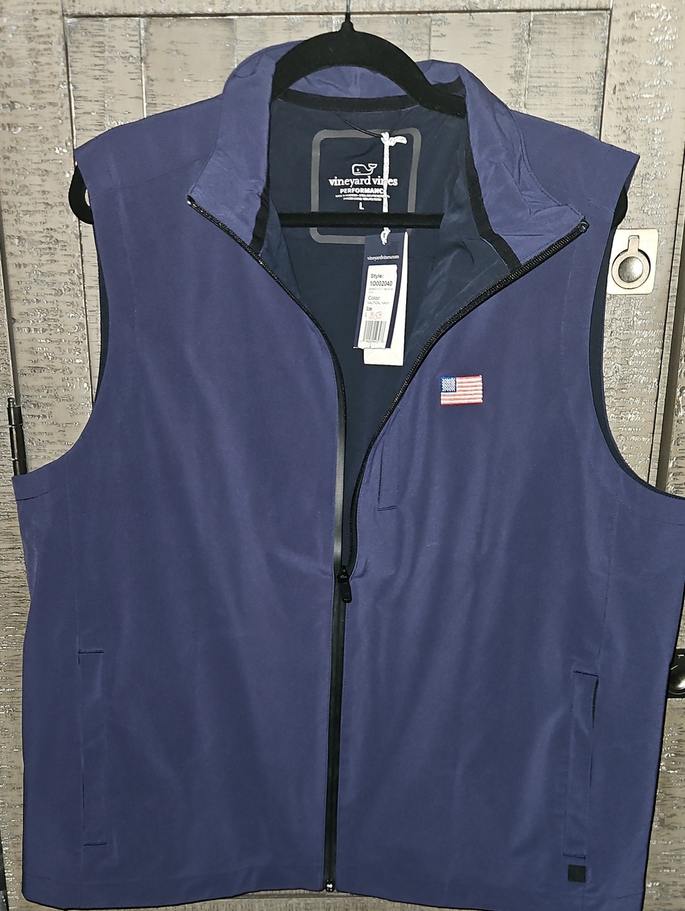 Vineyard Vines Men's Navy Performance Vest with American Flag Patch